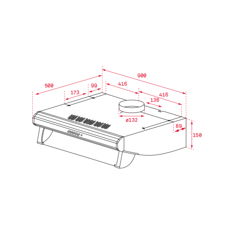 Kích thước lắp đặt máy hút mùi Teka C 9420 40466250