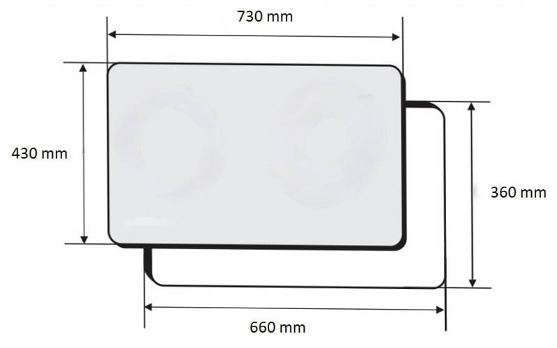 ​Kích thước bếp từ Kaff KF-IH2002LeBar