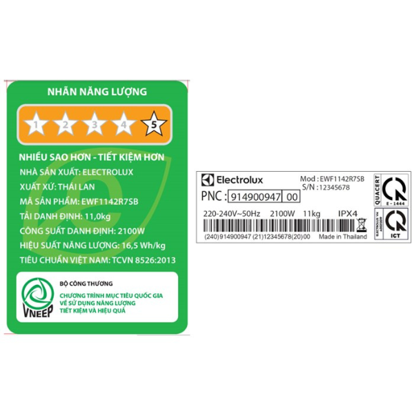 Máy giặt cửa trước 11KG Electrolux EWF1142R7SB