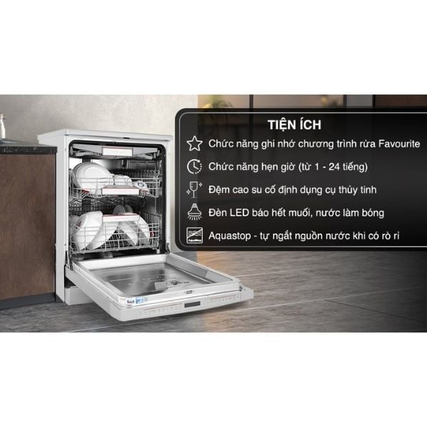 Máy rửa chén Bosch SMS8YCI01E độc lập Series 8, 14 bộ, Home connect