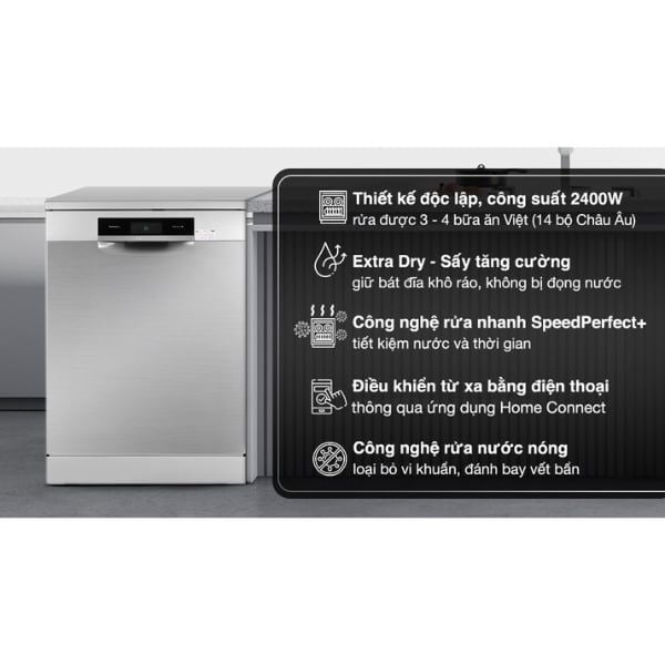 Máy rửa chén Bosch SMS8YCI01E độc lập Series 8, 14 bộ, Home connect