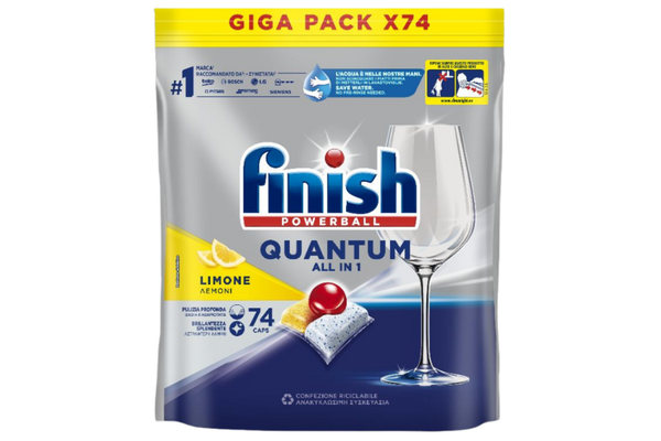 Viên rửa bát Finish FVQTALL74LM Quantum All in 1 74 Viên – Hương Chanh