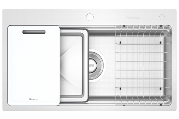 Chậu rửa bát Konox KN8751TS Dekor 1 hố chống xước Workstation Sink