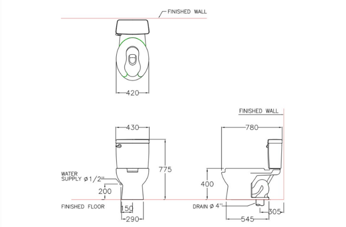 Bàn cầu SC6657 02 khối Forall 40 kèm nắp