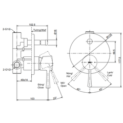 Van âm tường Toto TBS02304B gật gù nóng lạnh