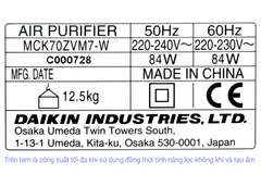 Máy lọc không khí Daikin MCK70ZVM7-W (màu trắng)