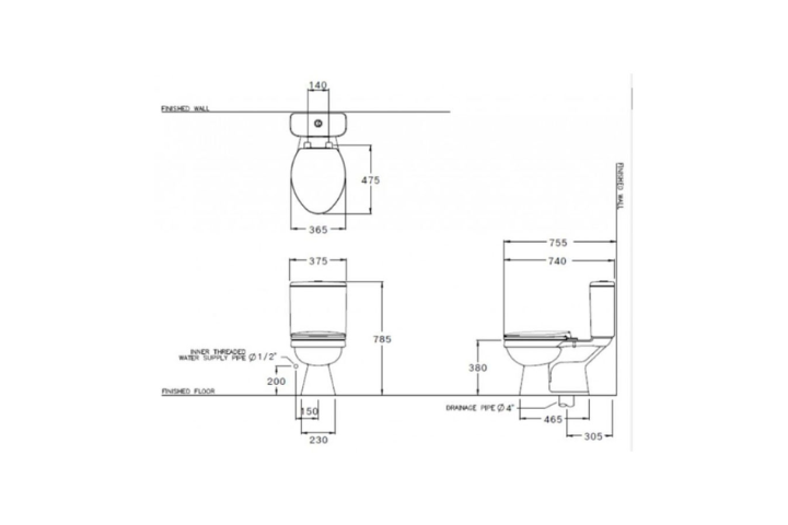 Bàn cầu 2 khối Cotto C13440 nắp đóng êm