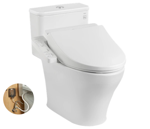Bàn cầu một khối TOTO MS857DW18XW kèm nắp rửa điện tử WASHLET dòng C2 cơ bản