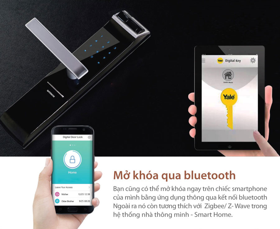 Khóa vân tay Yale YDM4109+  kết nối Smart Home và Bluetooth