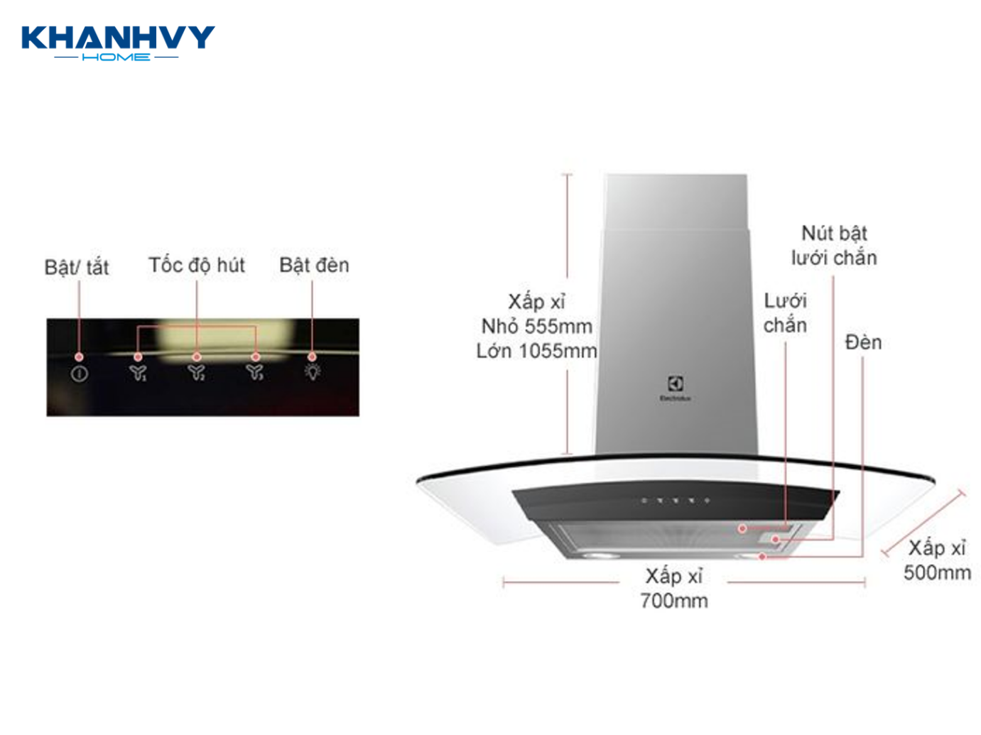Thông số kỹ thuật của máy hút mùi Electrolux EFC736GAR