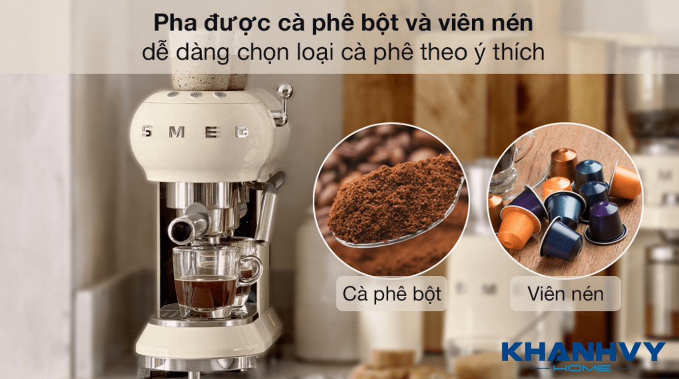 Máy pha cafe Smeg 535.43.655 là lựa chọn lý tưởng cho người yêu thích café nhờ nhờ thiết kế sang trọng, công suất hoạt động mạnh mẽ cùng rất nhiều tính năng và tiện ích đi kèm