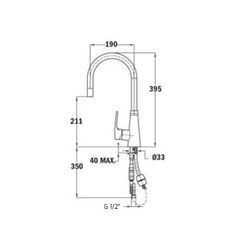 Thông số kích thước vòi rửa chén VITA 249150210