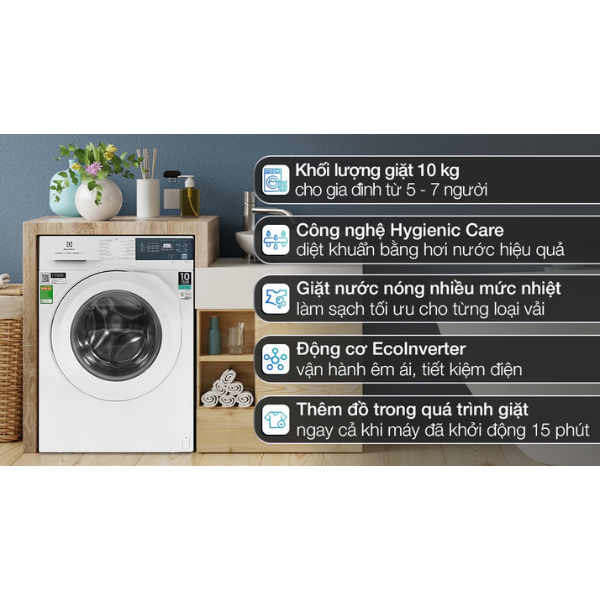 Máy giặt Inverter 10 kg Electrolux EWF1024D3WB