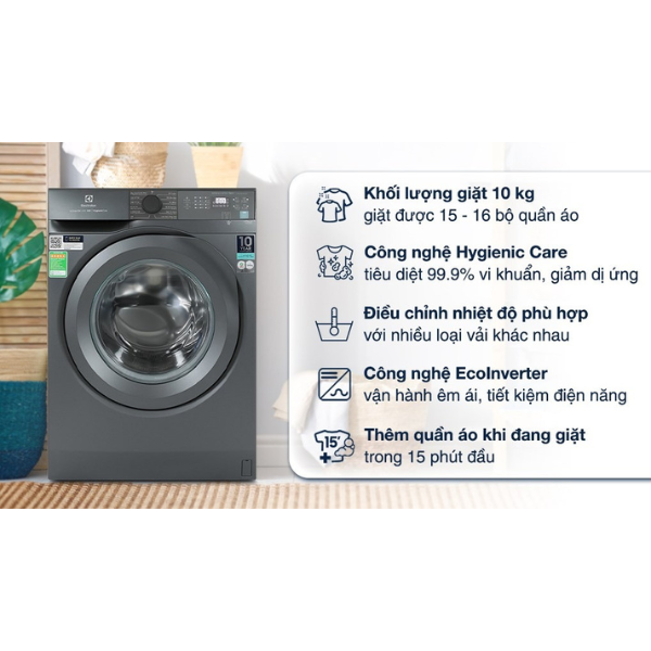 Máy giặt Electrolux Inverter 10 kg EWF1024M3SB