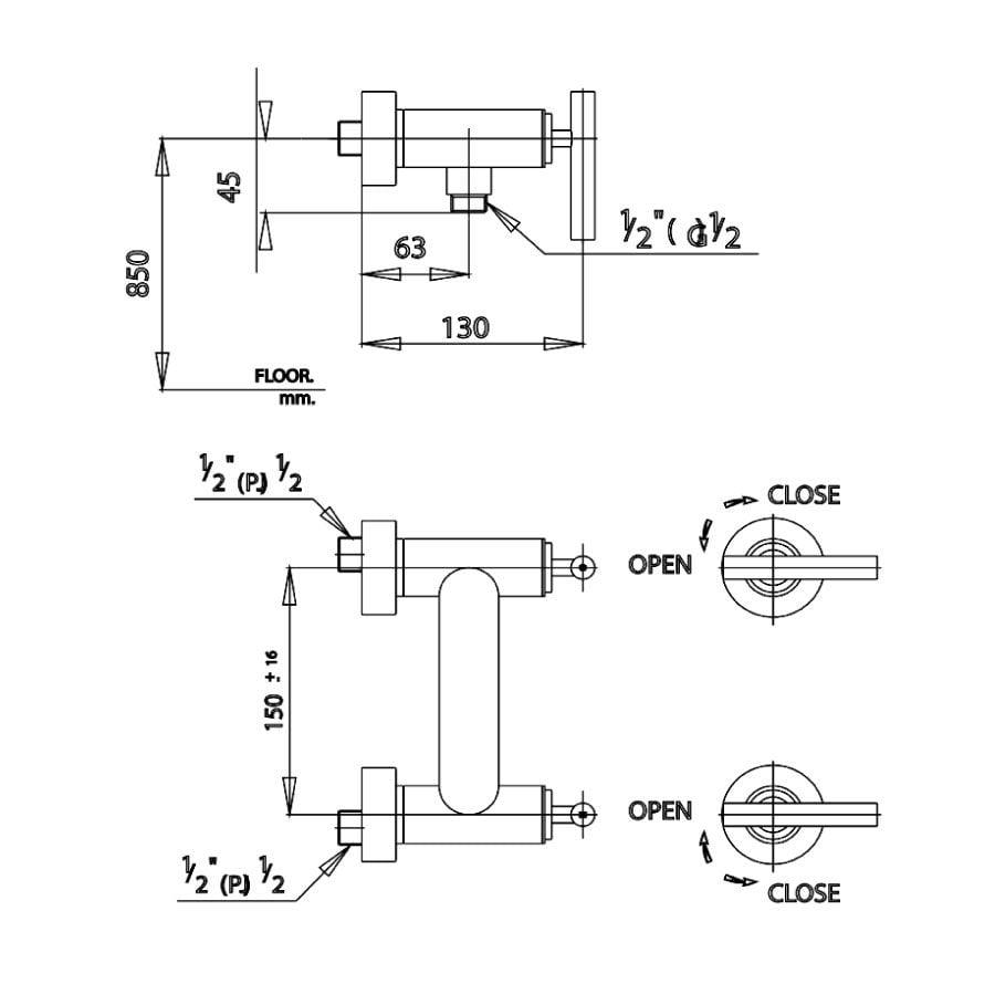 Củ sen tắm Cotto CT253C20 nóng lạnh Cross