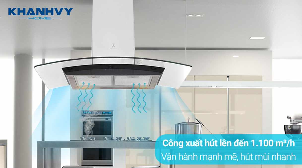 Bộ lọc mạnh mẽ và công suất hút mùi 1100 m3/giờ, hút mùi hiệu quả, cho không gian bếp trong lành