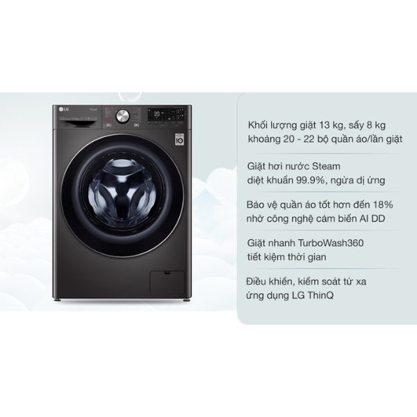 Máy giặt sấy LG Inverter giặt 13kg/ sấy 8kg FV1413H3BA