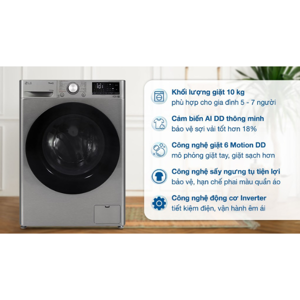 Máy giặt sấy LG Inverter giặt 10kg/ sấy 6kg FV1410D4P