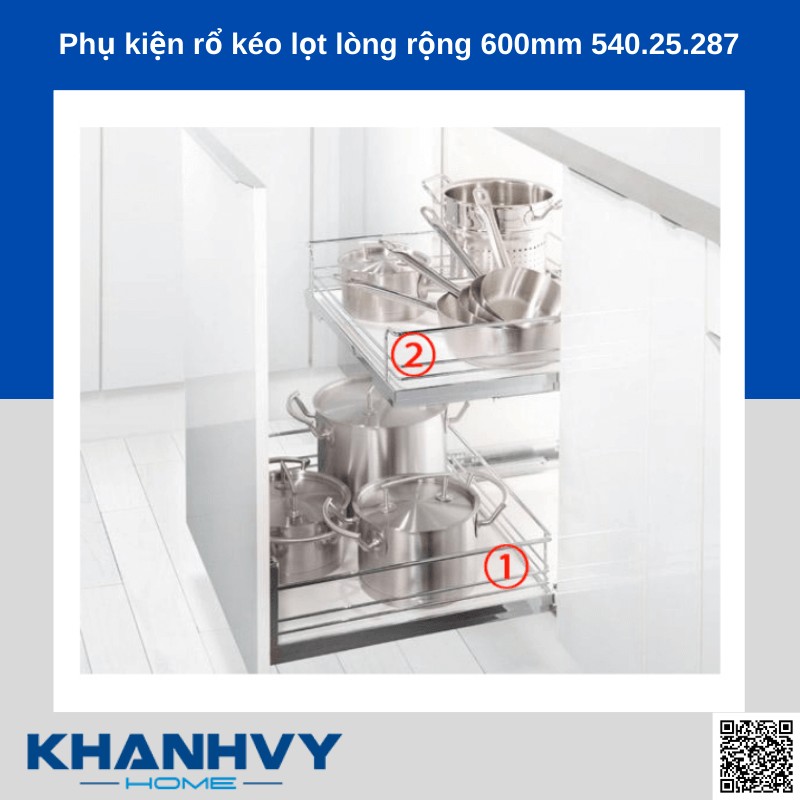 Phụ kiện rổ kéo lọt lòng rộng 600mm 540.25.287 chính hãng tại Khánh Vy Home
