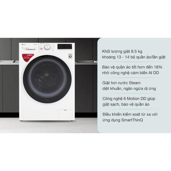 Máy giặt LG AI DD Inverter 8.5 kg FV1408S4W