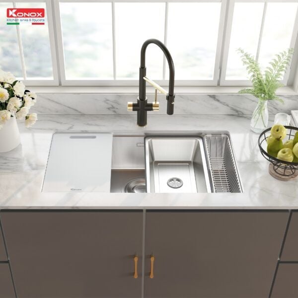 Chậu rửa bát chống xước Konox TARI 8748SR - FULL