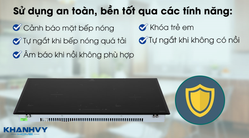 Bếp từ Electrolux EHI7325BA được trang bị nhiều tính năng an toàn giúp bạn an tâm tuyệt đối khi nấu nướng