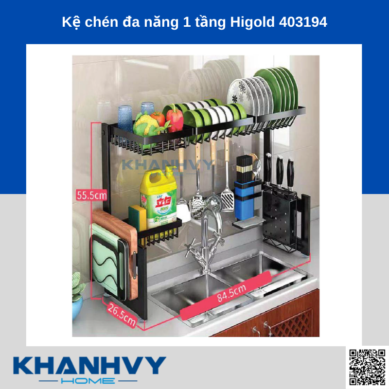 Sản phẩm kệ chén đa năng 1 tầng Higold 403194 chính hãng tại Khánh Vy Home