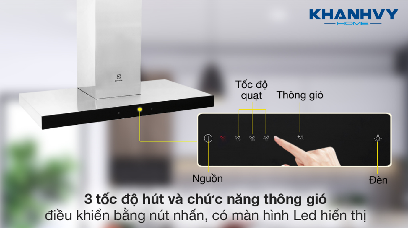 Sản phẩm dễ sử dụng với bảng điều khiển bằng cảm ứng hiện đại  và 3 tốc độ quạt nhẹ - trung bình - mạnh