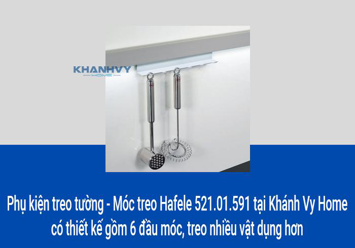 Phụ kiện treo tường - Móc treo Hafele 521.01.591 tại Khánh Vy Home có thiết kế gồm 6 đầu móc, treo nhiều vật dụng hơn