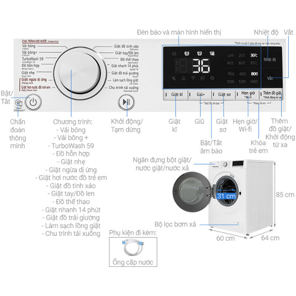Máy giặt LG Inverter 13 kg FV1413S4W