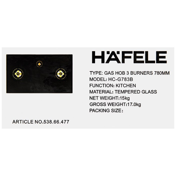 Bếp gas âm Hafele 78cm HC-G783B 538.66.477