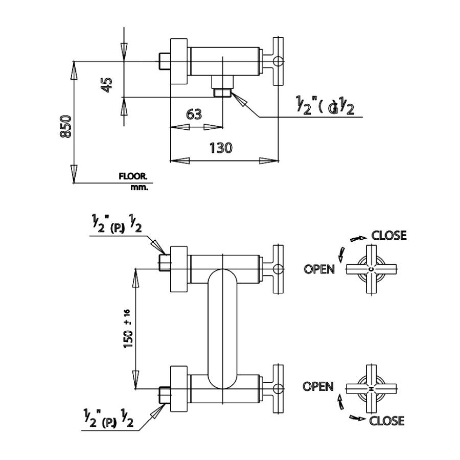Củ sen tắm Cotto CT253C16 nóng lạnh Cross