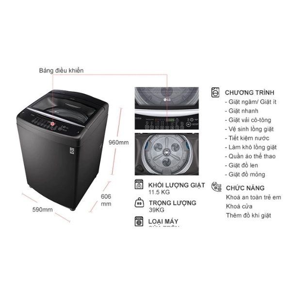 Máy giặt LG TurboDrum Inverter 11.5 kg T2351VSAB