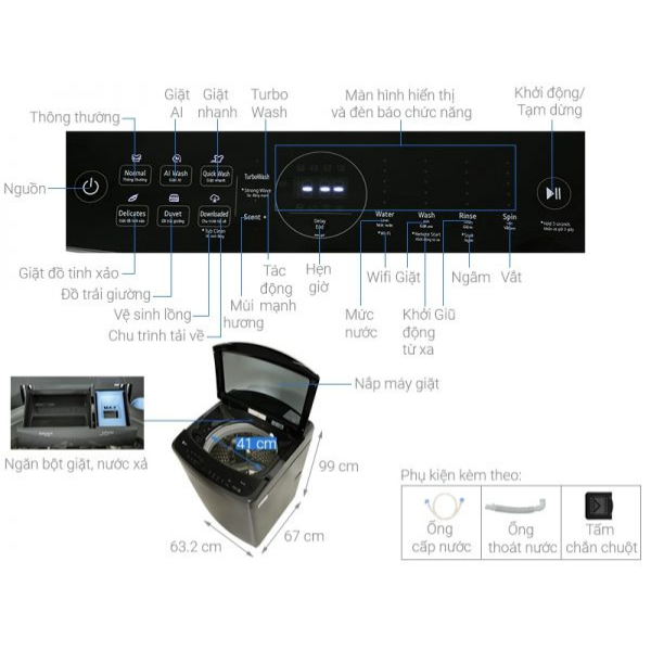 Máy giặt LG AI DD Inverter 19 kg TV2519DV7B