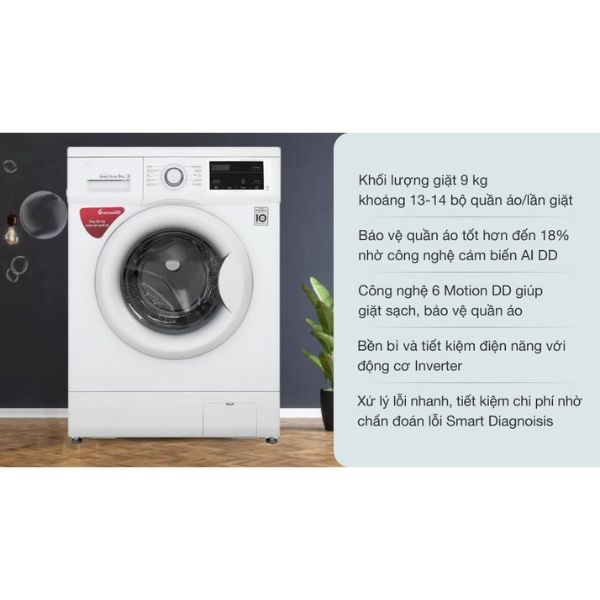 Máy giặt LG AI DD Inverter 9kg FM1209S6W