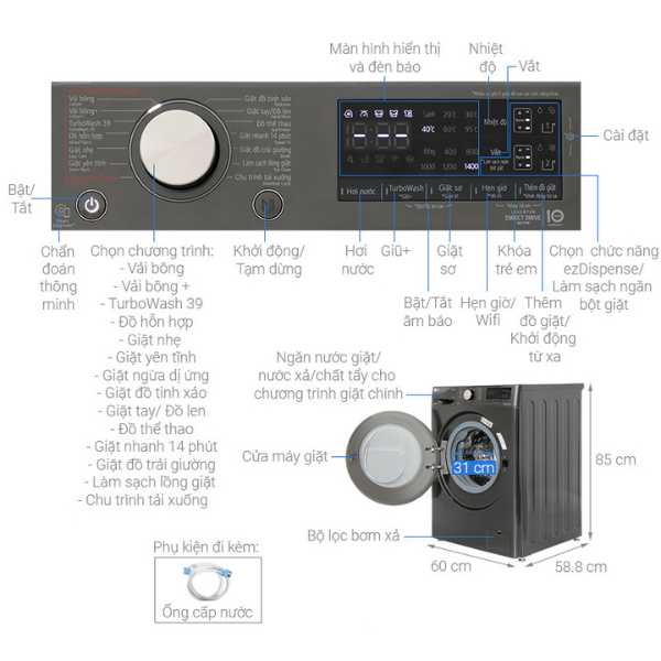 Máy giặt LG Inverter 12 kg FV1412S3BA