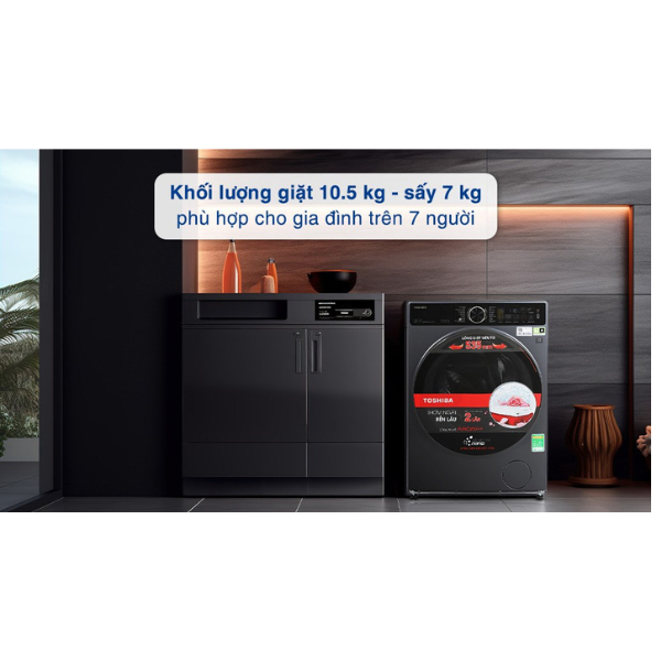 Máy giặt sấy Toshiba TWD-T25BZU115MWV (MG) Inverter  giặt 10.5 kg - sấy 7 kg