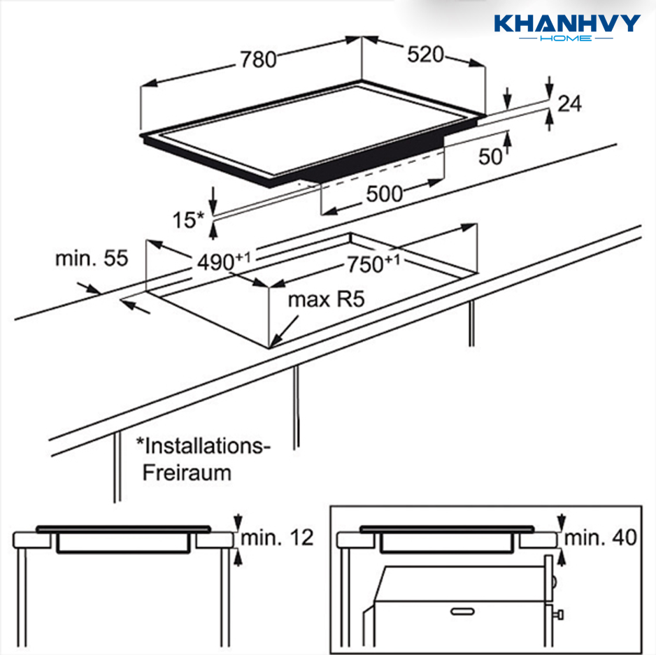  Thông số kỹ thuật của Bếp từ âm 70cm EHD8740FOK