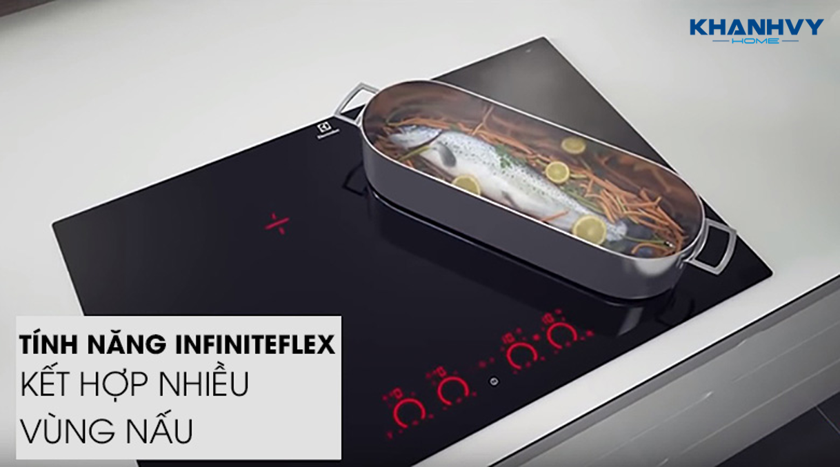  Tính năng kết nối các vùng nấu InfiniteFlex tạo thành vùng nấu lớn thích hợp cho những nồi nấu kích thước lớn hoặc đặc biệt