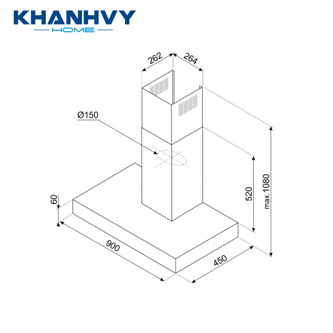 Thông số sản phẩm máy hút mùi gắn tường Smeg KBT900XE 536.84.493
