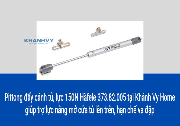 Bản kích thước mẫu cho các chiều lắp đặt pittong đẩy cánh tủ, lực 150N Häfele 373.82.005 tại Khánh Vy Home khi sử dụng bản lề gắn nổi
