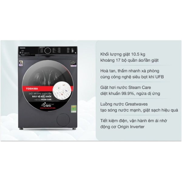 Máy giặt Toshiba TW-BK115G4V(MG) Inverter 9.5 kg