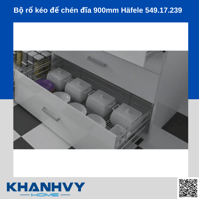 Bộ rổ kéo để chén đĩa 900mm Häfele 549.17.239 chính hãng tại Khánh Vy Home