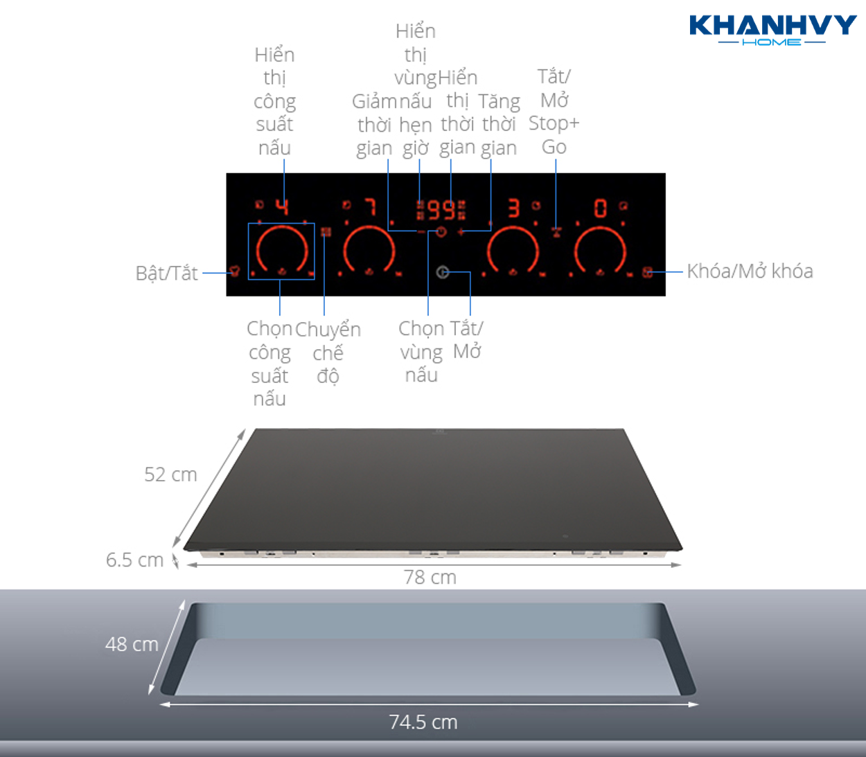 Thông số kỹ thuật của Bếp từ âm 78cm Electrolux EHXD875FAK