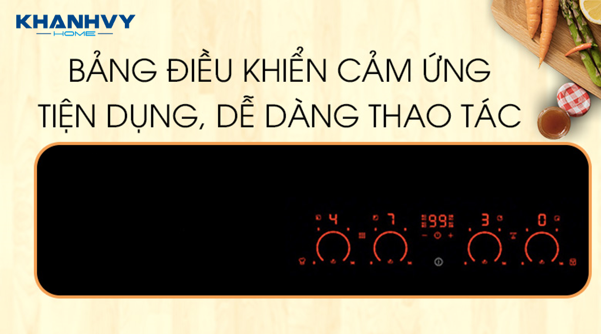 Bếp từ âm 78cm Electrolux EHXD875FAK dễ sử dụng với bảng điều khiển cảm ứng cao cấp cùng màn hình hiển thị rõ ràng, hiện đại