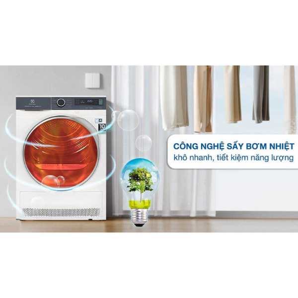 Máy sấy bơm nhiệt 8kg Electrolux EDH803J5WC