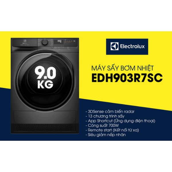 Máy sấy bơm nhiệt 9kg Electrolux EDH903R7SC