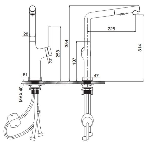 Vòi rửa bát dây rút Kluger Amber KLF0001B