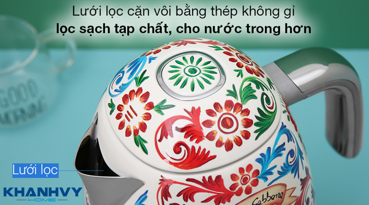 Ấm đun nước SMEG KLF03DGEU 535.43.700 tích hợp hệ thống giảm chấn vô cùng hiện đại