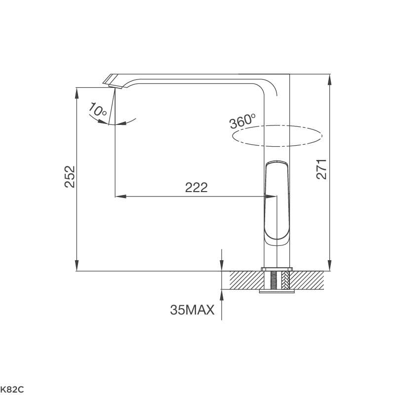 Thông số kích thước vòi rửa chén Malloca K82C